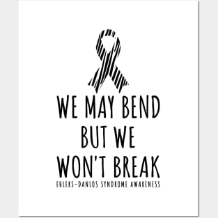 Ehlers Danlos We May Bend But We Won't Break Zebra Ribbon Posters and Art